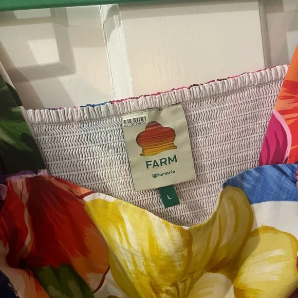 FARM Rio Red and Pink Ruffled Peplum Blouse - Picture 2 of 2